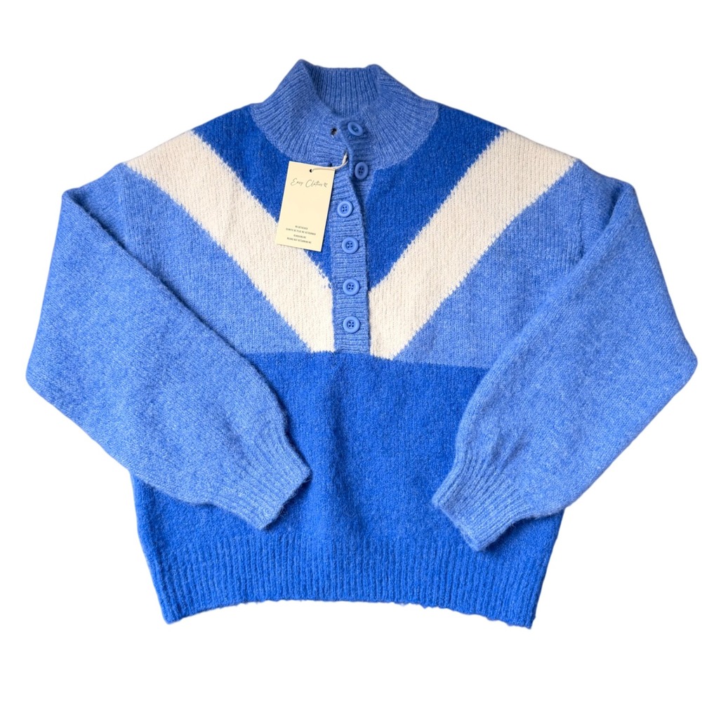 Easy Clothes Color Block Cozy Blue Sweater NEW (M/L) Winter Essential Thick